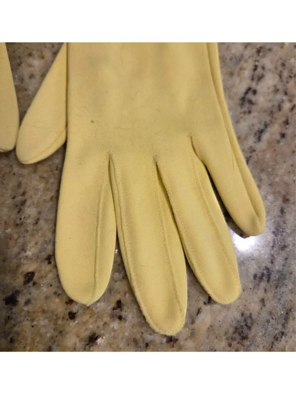 Vintage Womens Size S 6.5 Yellow Nylon Formal Gloves Wrist Button